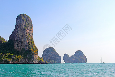 泰国岛泰国假期海滩石灰石异国热带风景海洋旅游天堂晴天图片