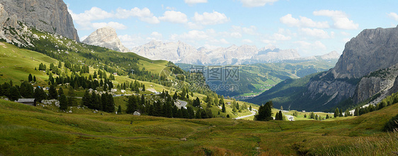 格勒德纳约霍奇全景蝶鞍地貌高山股票意大利人地景大山图片