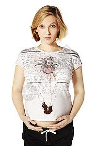怀孕妇女新生活摄影成人女性个性金发女郎收腰腹部母亲拥抱图片