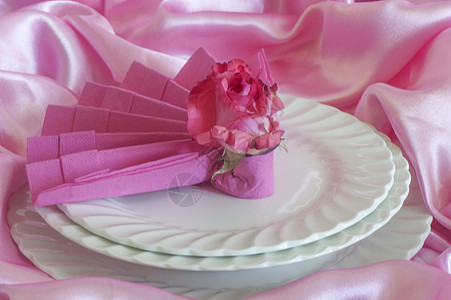 高级折纸纸巾早餐菜单桌子盘子圣餐派对白色花朵折叠婚礼图片