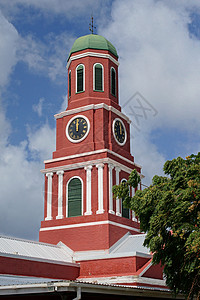 巴巴多斯 加勒比布里奇敦红色历史性地标建筑学旅游建筑旅行驻军观光城市图片