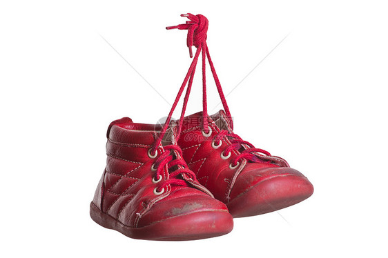 旧红红色旧婴儿鞋鞋类皮革领带孩子孩子们工作室运动鞋学习蕾丝靴子图片