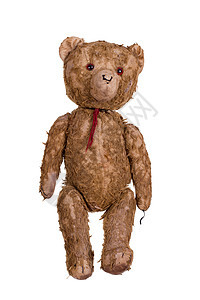 古老的泰迪熊玩具熊棕色概念毛皮玩具礼物乐趣古董娃娃白色图片