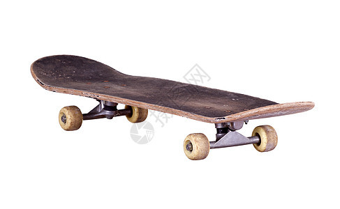 旧用木制滑板运动娱乐古董木头车轮享受青年平衡黑色白色图片