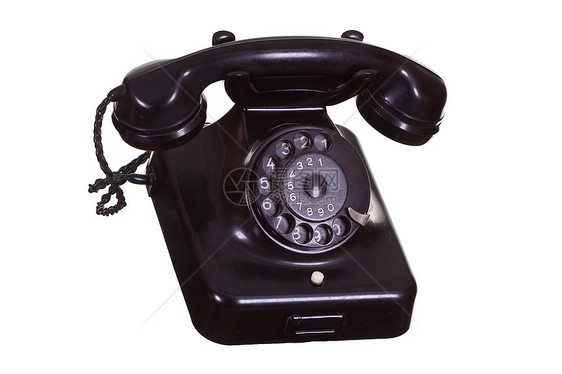 旧黑电话服务古董旋转热线塑料盘子拨号白色乡愁技术图片