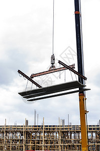 Crane 吊吊吊式混凝土板住房工作货物建筑混凝土工业盘子绳索钢筋工具图片