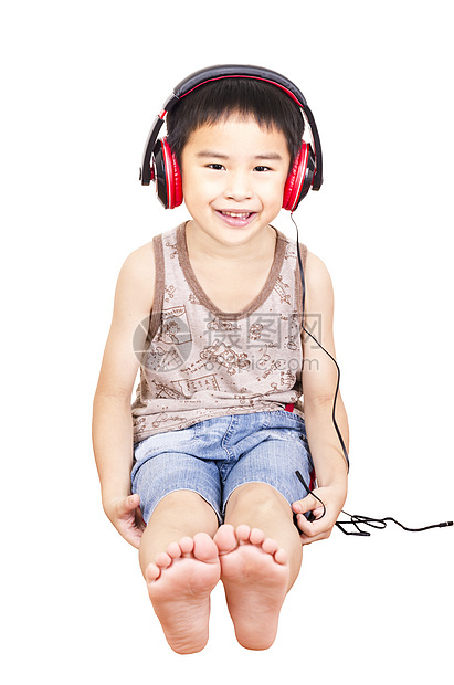 让可爱的孩子听音乐电话女孩手指男生双胞胎快乐乐趣耳朵寒意技术图片