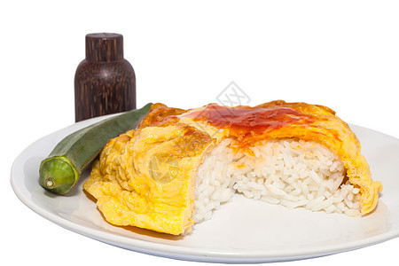 含茉米大米的煎蛋卷食谱美味烹饪盘子午餐饮食工作室食物营养美食图片