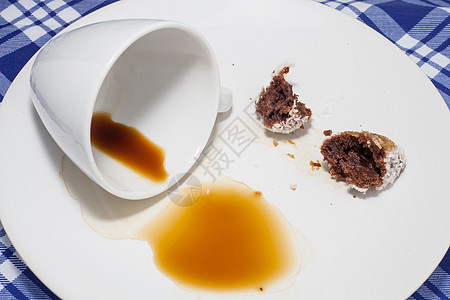 空空咖啡美食小吃食物桌子饼干白色桌布蛋糕棕色杯子图片