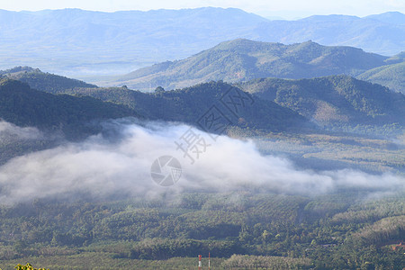 泰国南部国家公园的景象很美 校对 Portnoy山坡旅游阳光季节风景森林热带雨林丛林薄雾荒野图片