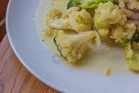 炒菜花和牡蛎酱油炸陶瓷食物制品美食午餐厨房服务蔬菜菜花图片