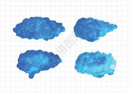 水彩云符号的插图刷子蓝色海报墨水创造力天空艺术空气框架绘画图片