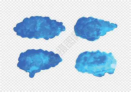 水彩云符号的插图海报蓝色刷子创造力框架艺术墨水空气绘画印迹背景图片