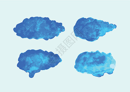 水彩云符号的插图天空创造力绘画艺术刷子框架墨水空气印迹蓝色背景图片
