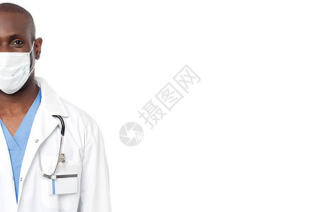 戴面罩的男医生男性护士诊所冒充专家从业者身份证外科裁剪工作图片