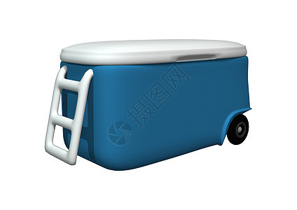 白色更酷塑料旅行冷却器野餐冰箱蓝色盒子机动性寒意冷藏图片