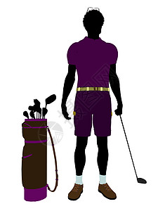 非裔美裔男性高尔夫高尔夫玩家男人高尔夫球剪影男性九孔高尔夫球袋插图图片