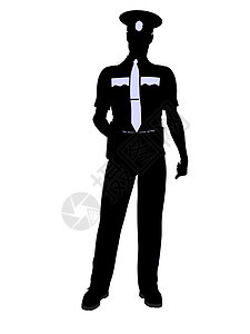 男警官 I 说明Silhouette剪影艺术男人徽章警察城市插图法律部门巡逻员图片