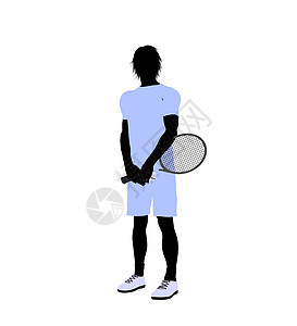 男性网球玩家 I 说明 Silhouette剪影男人运动插图网球场游戏图片