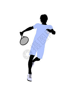 男性网球玩家 I 说明 Silhouette男人插图剪影运动网球场游戏图片