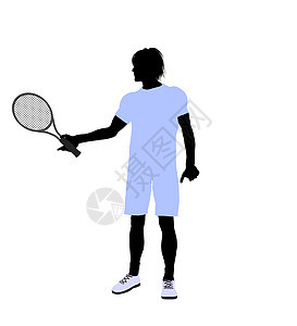 男性网球玩家 I 说明 Silhouette运动男人游戏网球场插图剪影图片