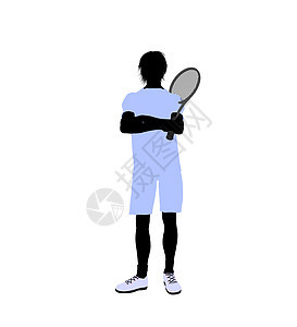男性网球玩家 I 说明 Silhouette游戏剪影运动插图网球场男人背景图片