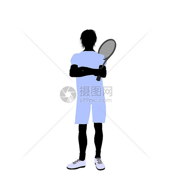 男性网球玩家 I 说明 Silhouette游戏剪影运动插图网球场男人图片