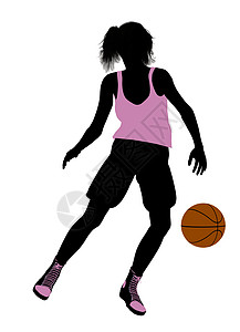 女性篮球玩家 I 说明 Silhouette棕球团队剪影插图运动女孩背景图片