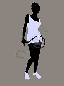 网球演示 Silhouette球拍运动插图艺术剪影游戏背景图片