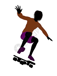 男性滑板机插图剪影男人男生滑板运动图片