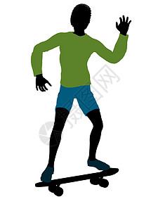 非裔美国人滑板机Silhouette男人插图剪影运动男生男性滑板图片
