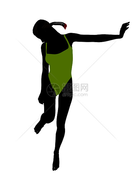 非裔美国女性泳衣银光环体操泳装水池女士舞蹈家海滩演员游泳池剪影舞蹈图片