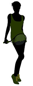 女性网球玩家 I 说明 Silhouette球拍女士运动员法庭插图剪影运动游戏图片