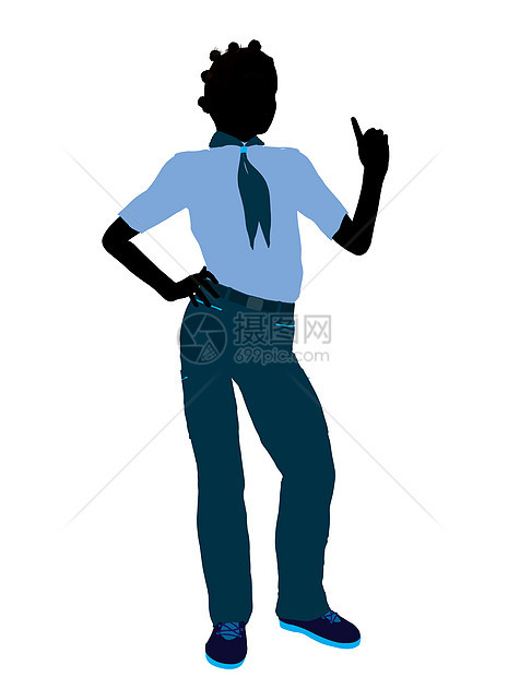 非裔美国女童子军说明Silhouette徽章补丁功绩剪影插图女性图片