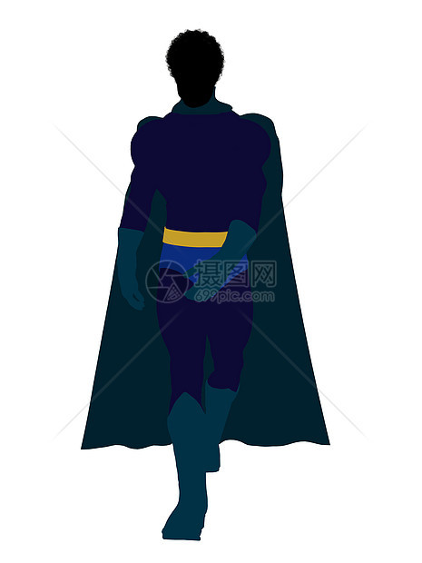 非裔美国超级英雄 I说明 Silhouette超能力漫画恶棍男人男性对手剪影连环插图男生图片
