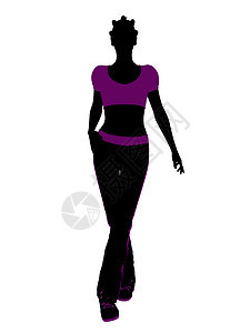 非裔美国女性健身活动组织Silhouette瘦身操钻头插图女孩训练女士运动剪影舞蹈影响背景图片
