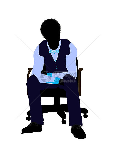 非裔美洲男性商业公司模拟周刊老板套装总局指挥官导演企业家剪影插图办公室首席图片