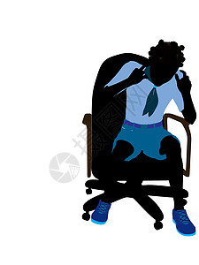 非裔美国女童子军在主席主持下坐 说明Silhouette徽章椅子补丁女性剪影插图功绩图片