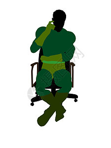 男性超级英雄坐在主席的椅子上 说明Silhouette恶棍连环男生对手插图超能力剪影漫画男人图片