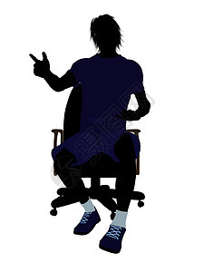 男性网球玩家坐在一张椅子上说明Silhouette运动插图剪影男人网球场游戏图片