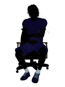 男性网球玩家坐在一张椅子上说明Silhouette剪影网球场插图游戏运动男人图片