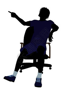 男性网球玩家坐在一张椅子上说明Silhouette游戏男人网球场运动插图剪影图片