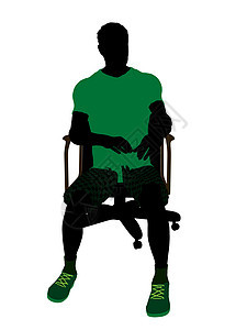 非裔美国网球玩家坐在一个主席的椅子上说明Silhouette运动网球场游戏剪影男性男人插图图片