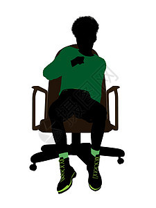 非裔美国人男青年Silhouette青少年男生椅子剪影插图男性图片