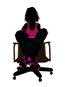 坐在轮椅上的女性滑板驾驶员女孩插图运动女士椅子剪影图片