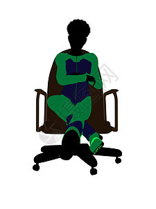 非洲裔美国男青少年滑雪坐在主席座椅上Silhouette插图滑雪者蓝色男性椅子男生滑雪板剪影图片