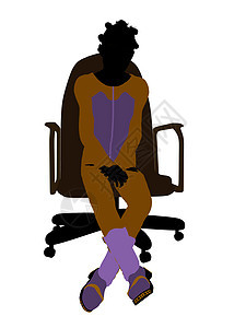 非洲裔美国女子青少年滑雪者坐在一名主席的座位上说明Silhouette滑雪板插图滑雪剪影女性椅子女孩蓝色图片