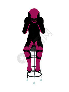 坐在酒吧工具上的女性摩托车骑手 轮椅菜刀插图越野车椅子女士自行车耐力赛剪影图片