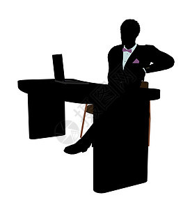非裔美洲男性商业公司模拟周刊决策办公室指挥官老板剪影领带领导者企业家艺术总局图片