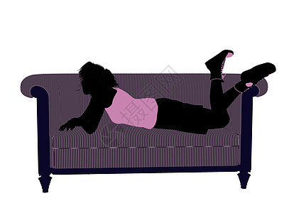 女运动员在上说谎剪影女性游戏女士运动团队插图沙发女孩竞技背景图片